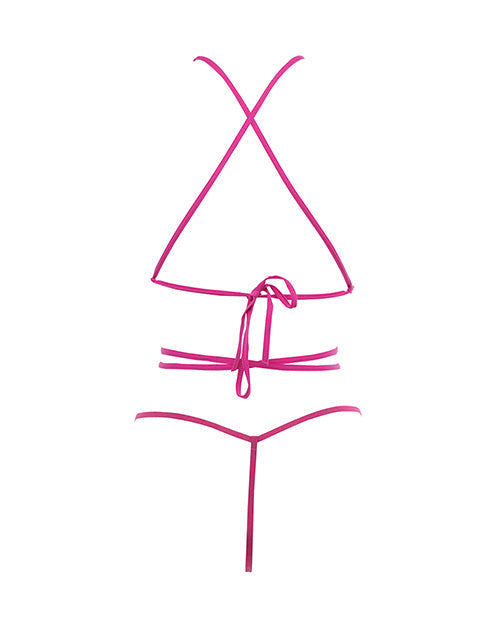 Allure Nicola Body en maille à bonnets ouverts rose vif T/TG
