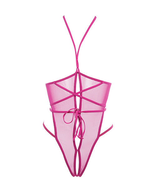 Allure Nicola Body en maille à bonnets ouverts rose vif T/TG