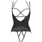 Allure Angelina Nuisette Teddy Transparente en Résille Sous la Poitrine Noire S/M