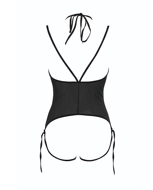 Allure Angelina Nuisette Teddy Transparente en Résille Sous la Poitrine Noire S/M