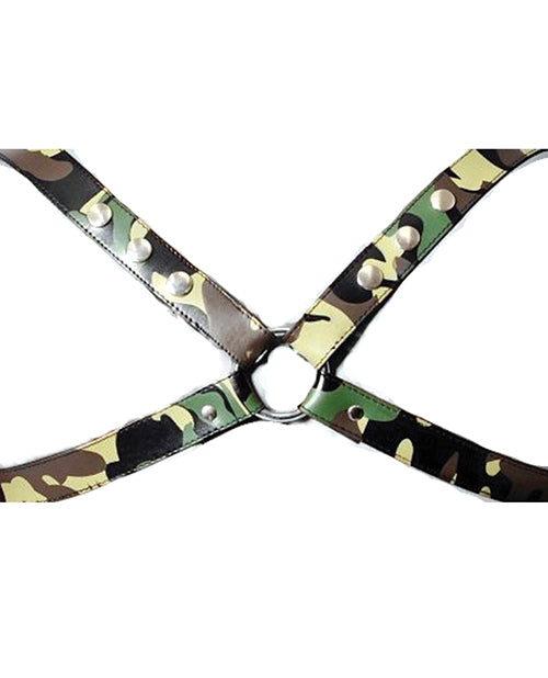 Arnés en X de cuero Sensual Sin - Camuflaje Pequeño/Mediano