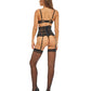 Sujetador con superposición de tiras, liguero y tanga Bombshell Boudoir Negro MD