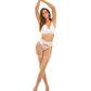 Sujetador con aros semitransparente de encaje y malla Bombshell Boudoir, liguero y tanga blanco talla G