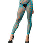 Legging échancré en maille à l'avant et motifs sur les côtés, Turquoise, taille unique, marque Beverly Hills Naughty Girl