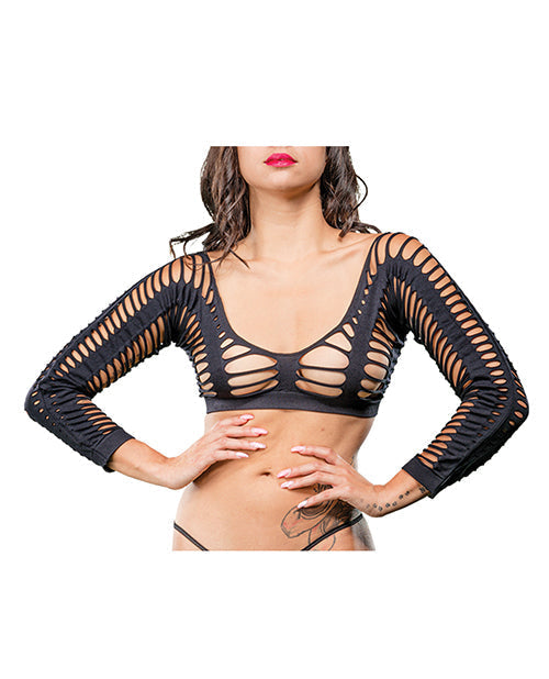 Legging résille noir Beverly Hills Naughty Girl entrejambe ouvert avec lanières taille unique