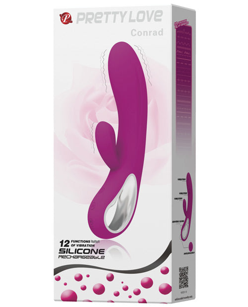 Vibrador de punto G Pretty Love | Vibrador de conejo Elmer con mango | Vibrador de clítoris fucsia de 12 funciones