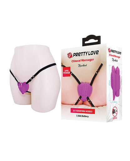 Joli masseur clitoridien à bandoulière en forme de cœur - Fuchsia