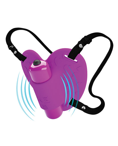 Joli masseur clitoridien à bandoulière en forme de cœur - Fuchsia