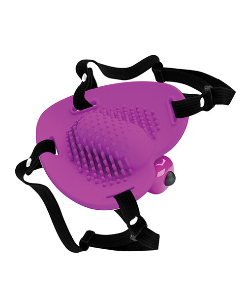 Joli masseur clitoridien à bandoulière en forme de cœur - Fuchsia