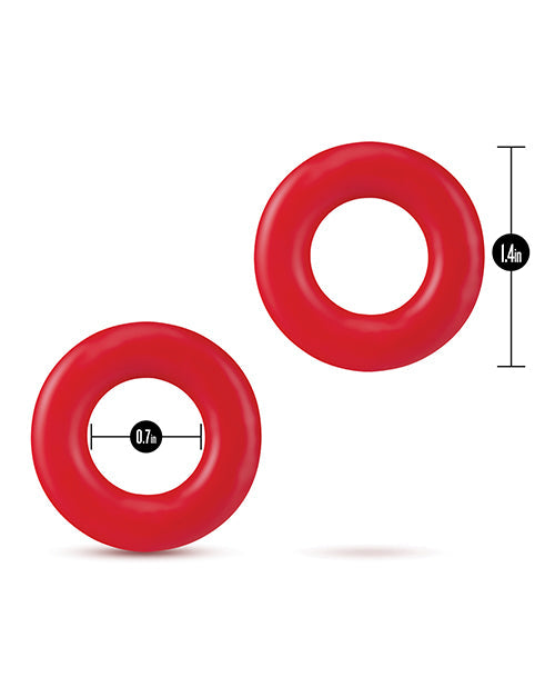 Blush Stay Hard Anillos de rosca para el pene, paquete de 2, rojo
