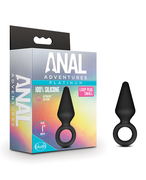 Anal Adventures Platinum Silicone Loop Butt Plug - Small Black