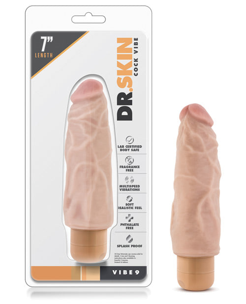 Blush Dr Skin Godemichet vibrant | Grand godemichet de 18 cm n° 9 | Godemichet vibrant réaliste beige | Meilleur vibromasseur pour femmes
