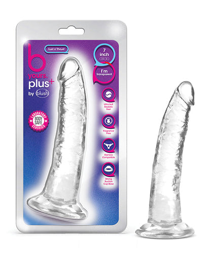 Dildo grande Blush B Yours Plus | Dildo grande de 17,7 cm | Dildo transparente con ventosa | Mejor dildo