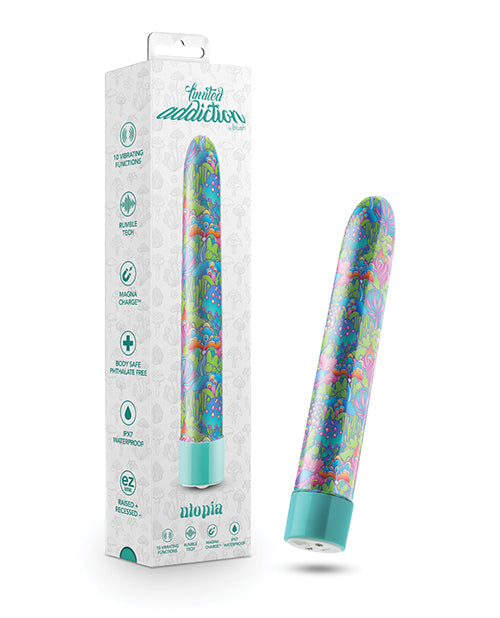 Blush Limited Addiction Utopia Vibrador Recargable de 7" - Aqua