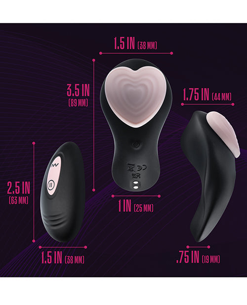 Vibrador para bragas con control remoto Blush Temptasia Heartbeat - Rosa y negro