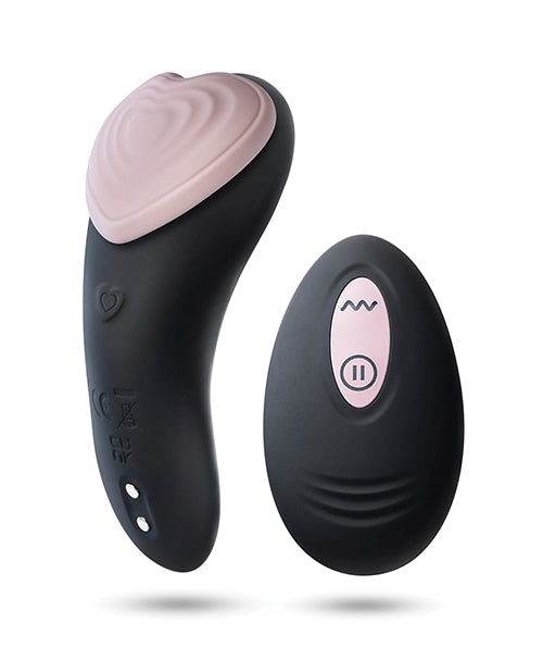 Vibrador para bragas con control remoto Blush Temptasia Heartbeat - Rosa y negro