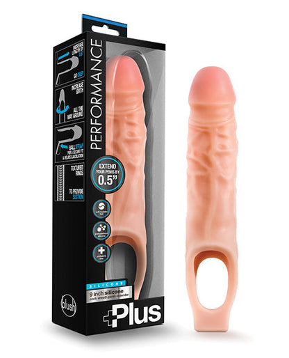Blush Performance Plus 9" Funda de silicona para pene, extensor de pene - Carne