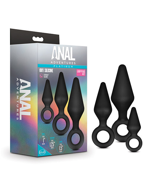 Anal Adventures Platinum Silicone Loop Plug Kit - Black