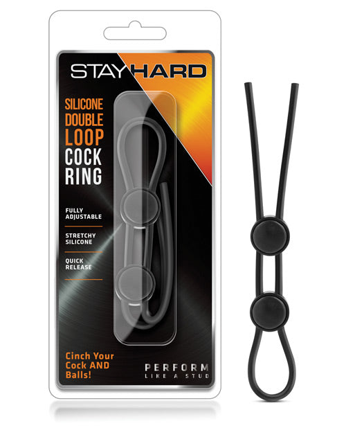Anneau pénien double Blush Stay Hard en silicone - Noir