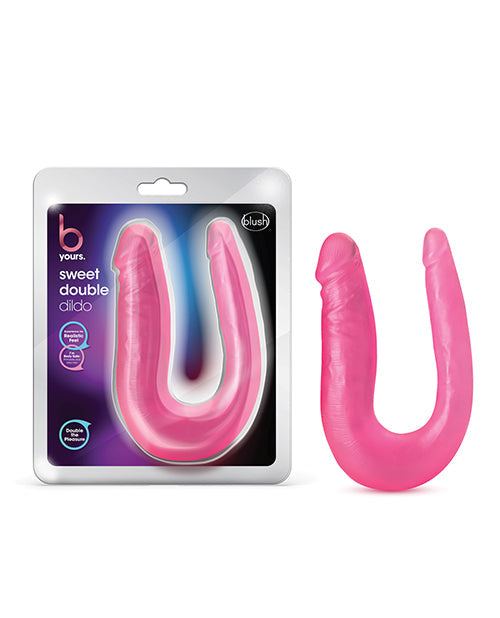 Blush B Yours gros gode de 31,75 cm | Doux double gode | Gode courbé en U rose | Gode réaliste
