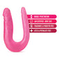 Blush B Yours gros gode de 31,75 cm | Doux double gode | Gode courbé en U rose | Gode réaliste