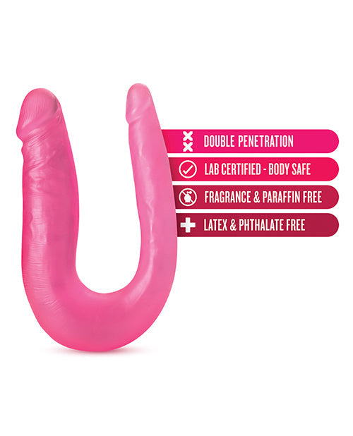 Blush B Yours gros gode de 31,75 cm | Doux double gode | Gode courbé en U rose | Gode réaliste