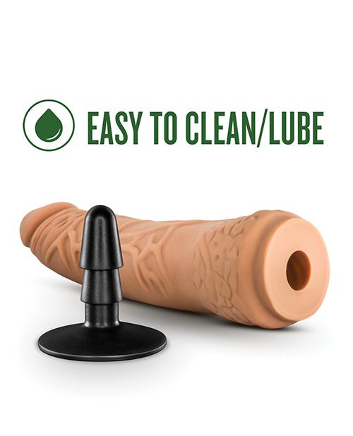 Dildo Hexanite Blush Lock On de 7,5" con adaptador de ventosa - Moca