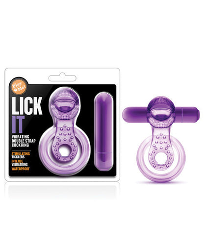 Anneau pénien vibrant double anneau "Blush Play with Me Lick it" - violet