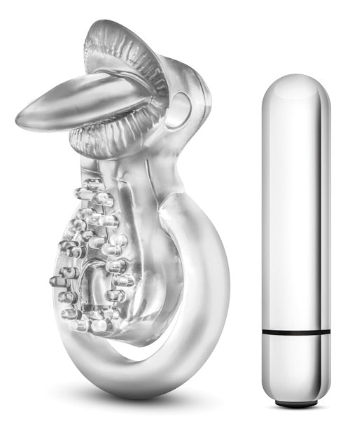 Anillo vibrador para la lengua Blush Stay Hard - Transparente de 10 funciones