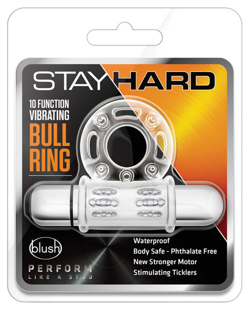 Blush Stay Hard Anneau vibrant pénien et testiculaire 10 fonctions – Transparent