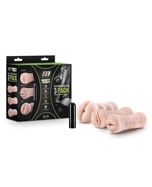 Kit masturbateur vibrant auto-lubrifiant Blush M pour homme - Vanille, paquet de 3