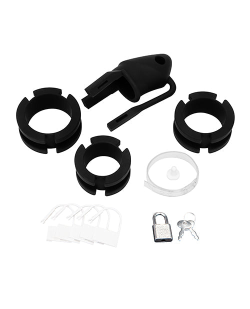 Jaula para pene y separador de testículos de silicona de 2 pulgadas (5 cm) Blue Line, negra