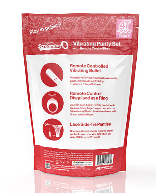 Vibrador Panty Screaming O My Secret 4T con Control Remoto - Rojo