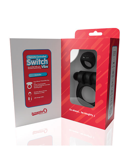 Anneau vibrant télécommandé Screaming O Switch - Noir