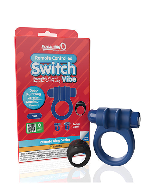 Bague vibrante Screaming O Switch télécommandée – Bleue