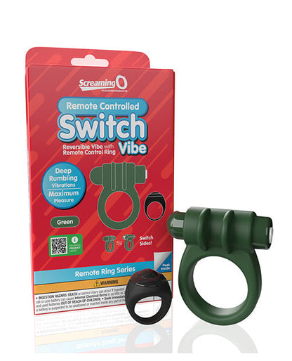 Anneau vibrant télécommandé Screaming O Switch - Vert