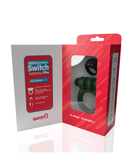 Anneau vibrant télécommandé Screaming O Switch - Vert