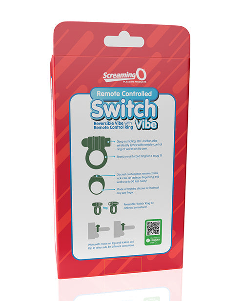 Anneau vibrant télécommandé Screaming O Switch - Vert