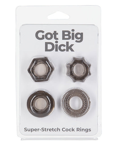 Got Big Dick 4 Anillos para el Pene (4 unidades) - Negro