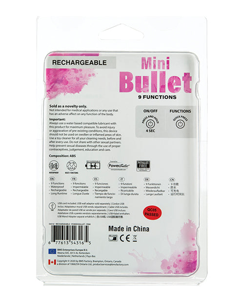 Mini Balle Vibrante Rechargeable - 9 Fonctions Rose