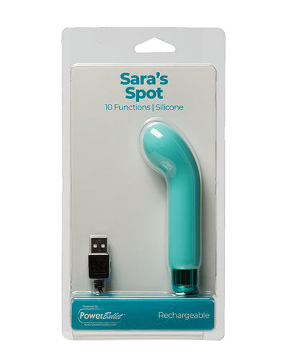 Vibreur Rechargeable Sara's Spot avec Manchon Point G - 10 Fonctions Bleu Canard