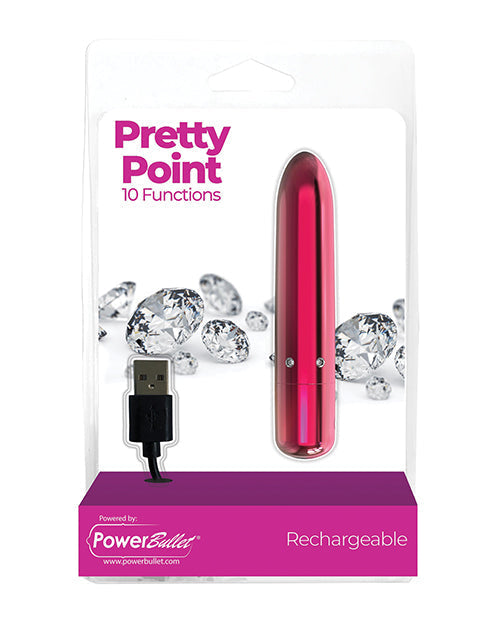 Bala recargable Pretty Point - 10 funciones, rosa