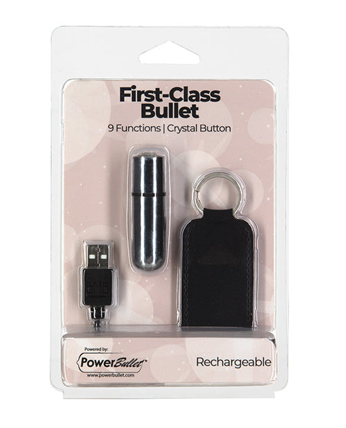 Mini-balle rechargeable de première classe avec cristal - 9 fonctions argent