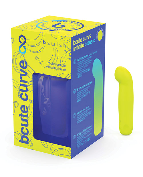 Vibromasseur point G Bcute Curve | Vibromasseur clitoridien Infinite Classic | Silicone jaune agrume | Meilleur vibromasseur pour femme