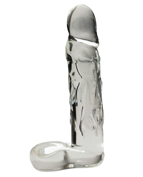 Réaliste Dildo Soufflé | Dildo en Verre | Gros Dildo | Dildo Veiné Large | Poignée Transparente de 9,5 cm