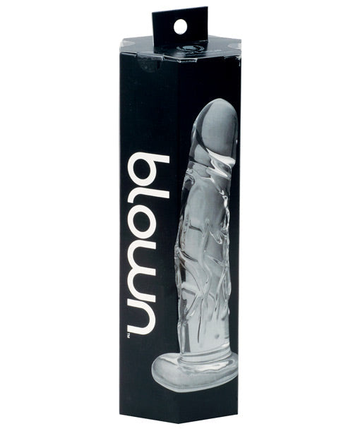 Réaliste Soufflé Dildo | Dildo en verre veiné | Dildo Moyennement Grand | Base transparente de 6,35 cm