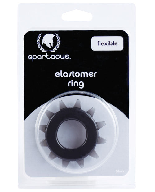 Anillo para pene de elastómero Spartacus con tachuelas - Negro