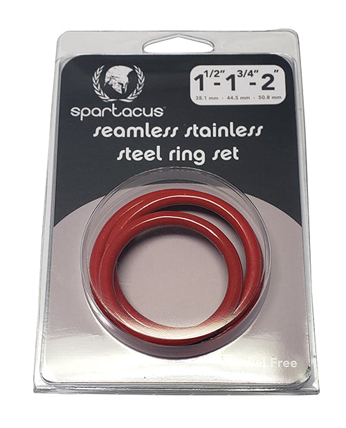 Spartacus C-Ring sin costuras de acero inoxidable - Rojo Paquete de 3