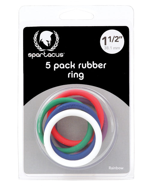 Juego de anillos para pene de goma de 3,8 cm Spartacus - Paquete arcoíris de 5