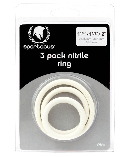 Anillo para pene de nitrilo Spartacus - Blanco (Paquete de 3)